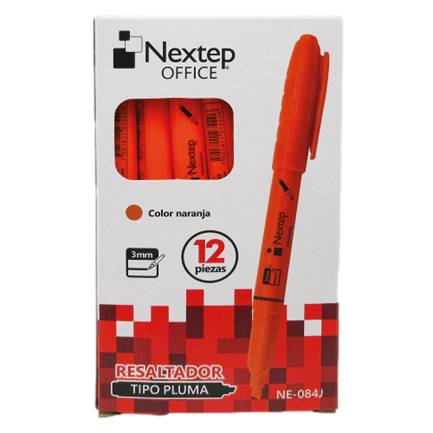 Resaltador Nextep NE-084J Tipo Pluma color Naranja punta Cincel con 12 piezas - Resaltador Nextep NE-084J Tipo Pluma color Naranja punta Cincel con 12 piezas -